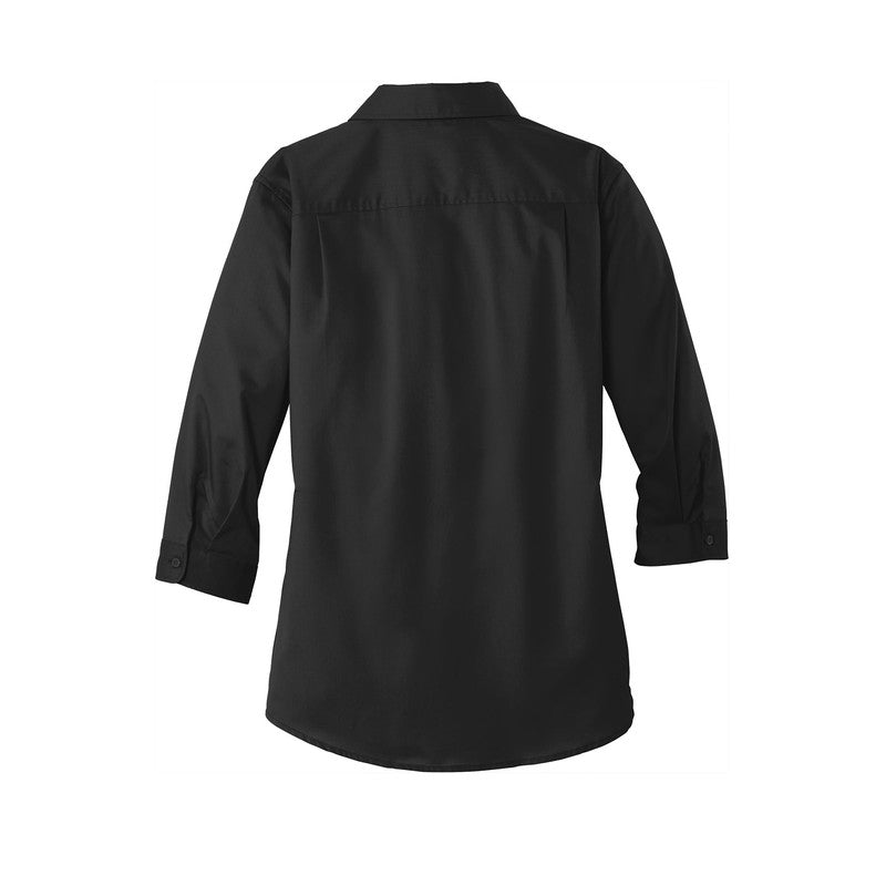 LINCOLN TECH Port Authority® Women's 3/4-Sleeve SuperPro™ Twill Shirt - DEEP BLACK