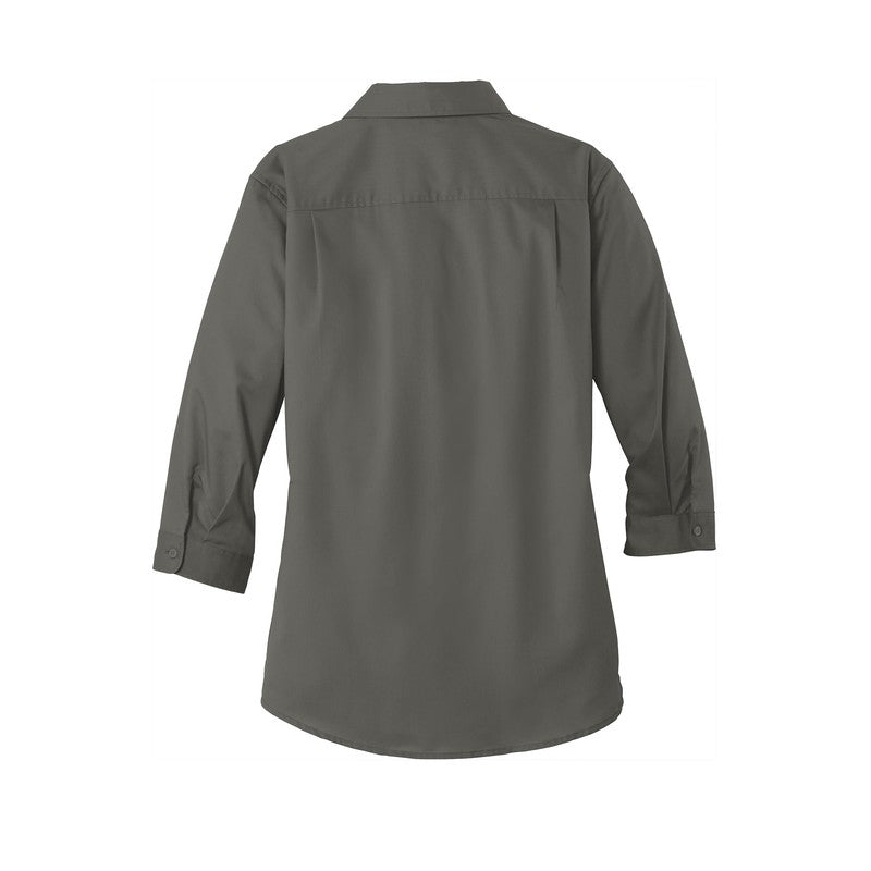 LINCOLN TECH Port Authority® Women's 3/4-Sleeve SuperPro™ Twill Shirt - Sterling Grey