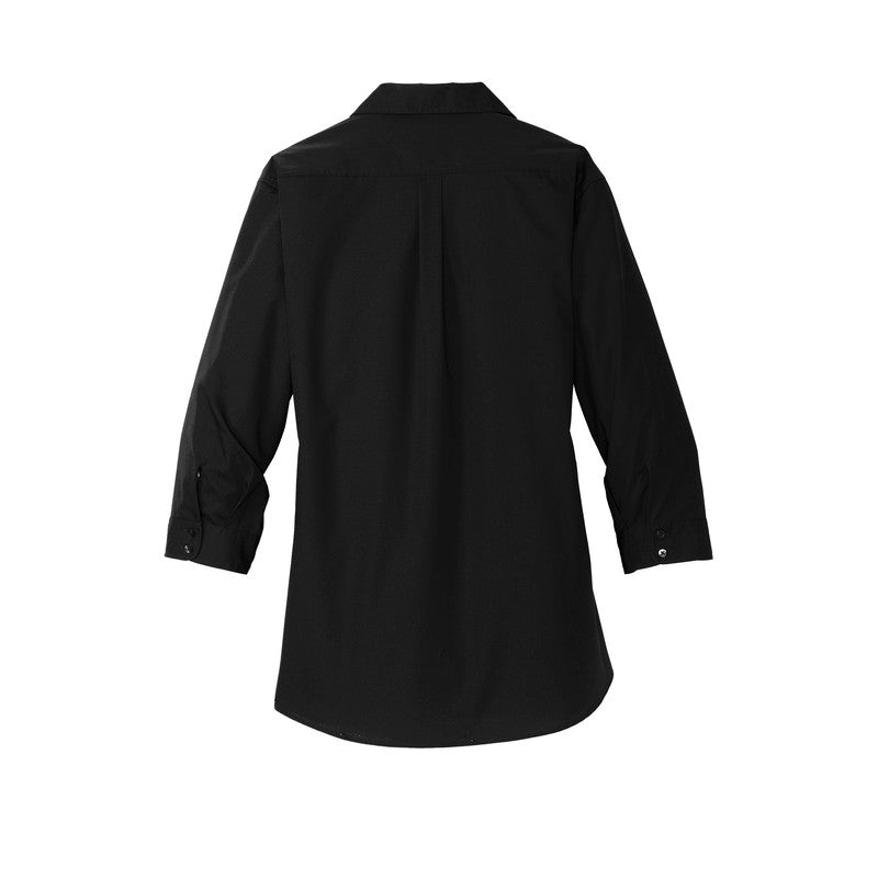LINCOLN TECH Port Authority® Women's 3/4-Sleeve Carefree Poplin Shirt - DEEP BLACK