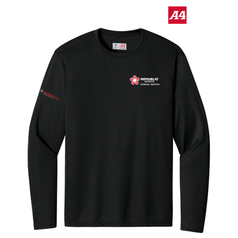 REPUBLIC SERVICES WORKFORCE A4 Cooling Performance Long Sleeve Tee - Black