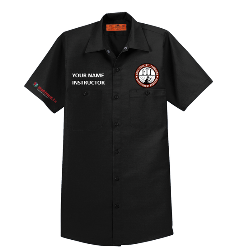 FIT WORKFORCE Red Kap® Short Sleeve Industrial Work Shirt with CUSTOM NAME - BLACK
