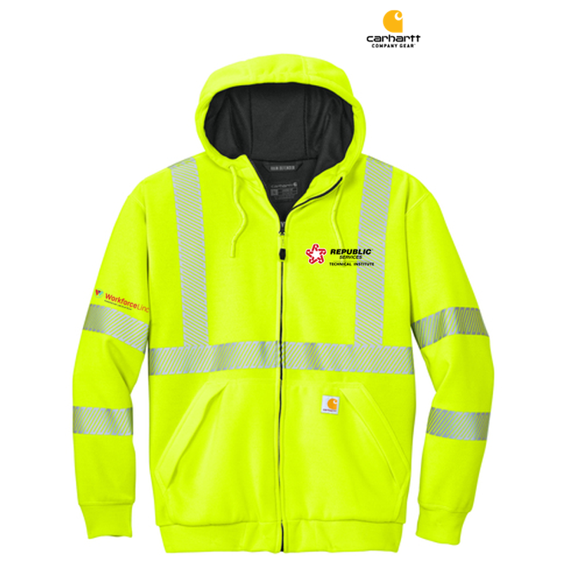 REPUBLIC SERVICES WORKFORCE Carhartt® ANSI 107 Class 3 Lined Full-Zip Sweatshirt - Brite Lime (Copy)