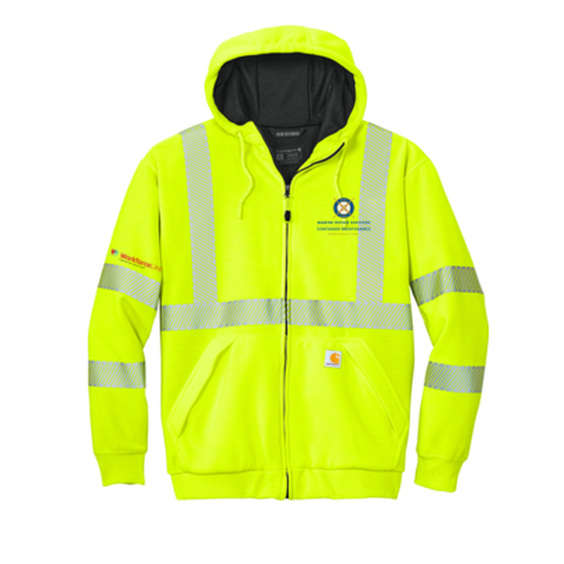 CMC WORKFORCE Carhartt® ANSI 107 Class 3 Lined Full-Zip Sweatshirt - Brite Lime