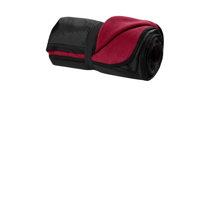 Fleece & Poly Travel Blanket - Red/Black