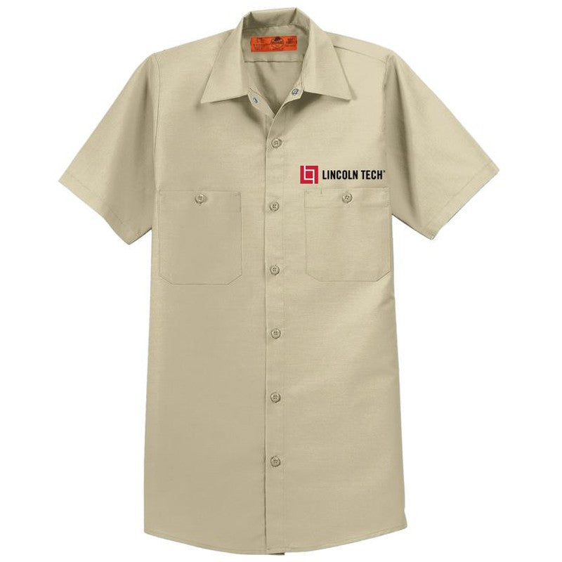 LINCOLN TECH Red Kap® Short Sleeve Industrial Work Shirt - Light Tan