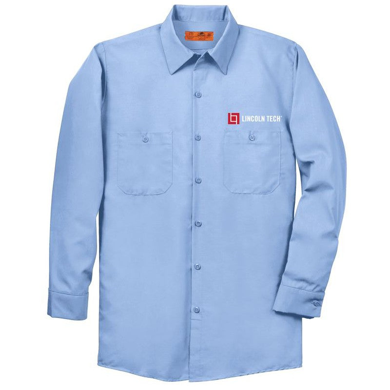 LINCOLN TECH Red Kap® Long Sleeve Industrial Work Shirt - Light Blue