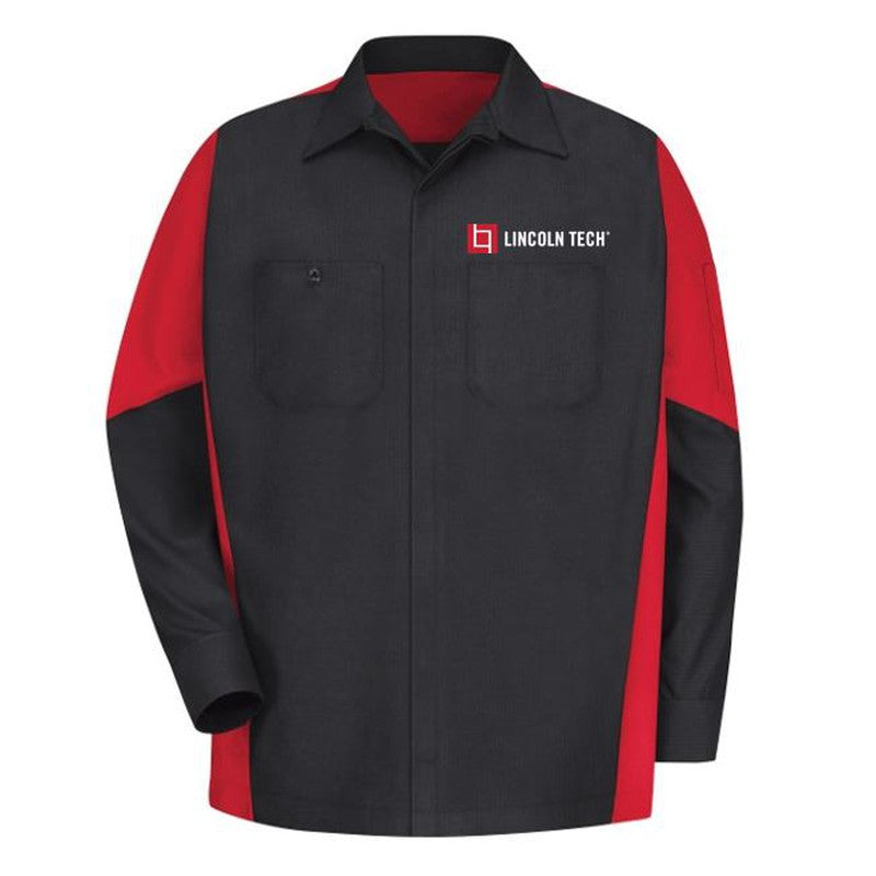 LINCOLN TECH Long Sleeve Ripstop Crew Shirt - AUDI - Black/Red
