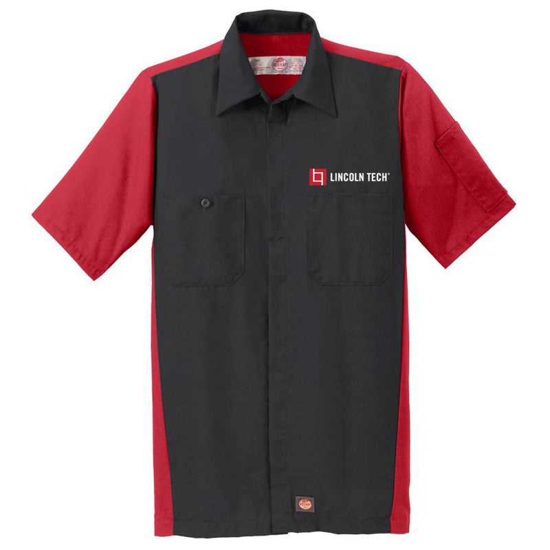 LINCOLN TECH Short Sleeve Ripstop Crew Shirt - AUDI - Red/Black