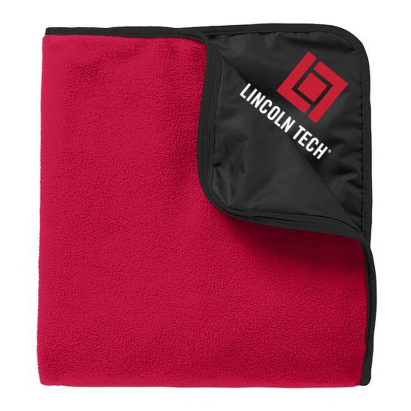 Fleece & Poly Travel Blanket - Red/Black