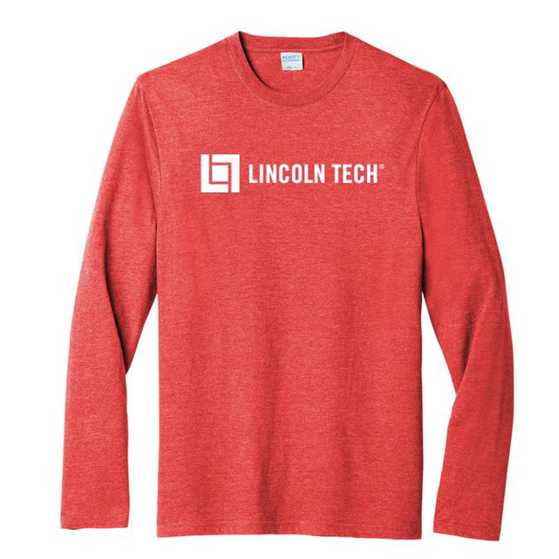 LINCOLN TECH MEN'S Tri-Blend Long Sleeve Tee - Bright Red Heather