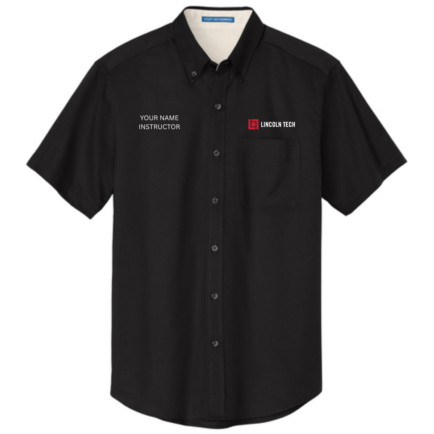 LINCOLN TECH INSTRUCTOR Port Authority® Tall Short Sleeve Easy Care Shirt with CUSTOM NAME - Black