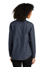 Load image into Gallery viewer, EUROPHIA Port Authority® Ladies Long Sleeve Perfect Denim Shirt - Dark Wash
