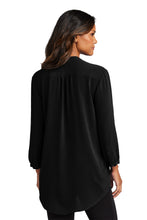 Load image into Gallery viewer, EUPHORIA Port Authority® Ladies 3/4-Sleeve Textured Crepe Tunic - Deep Black
