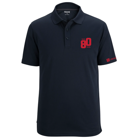 LINCOLN TECH 80TH ANNIVERSARY Hi Performance Mesh Men's Polo - Navy