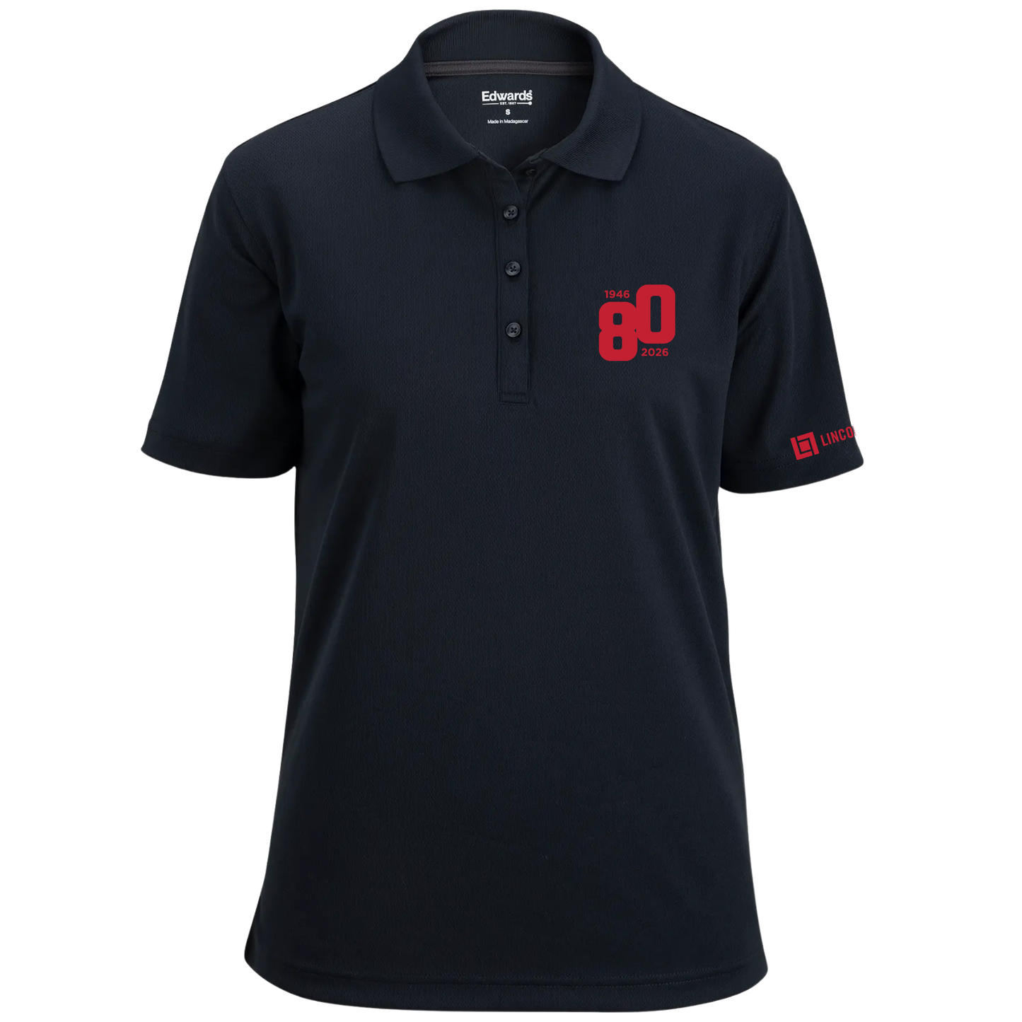 LINCOLN TECH 80TH ANNIVERSARY Hi Performance Mesh Ladies Polo - Navy
