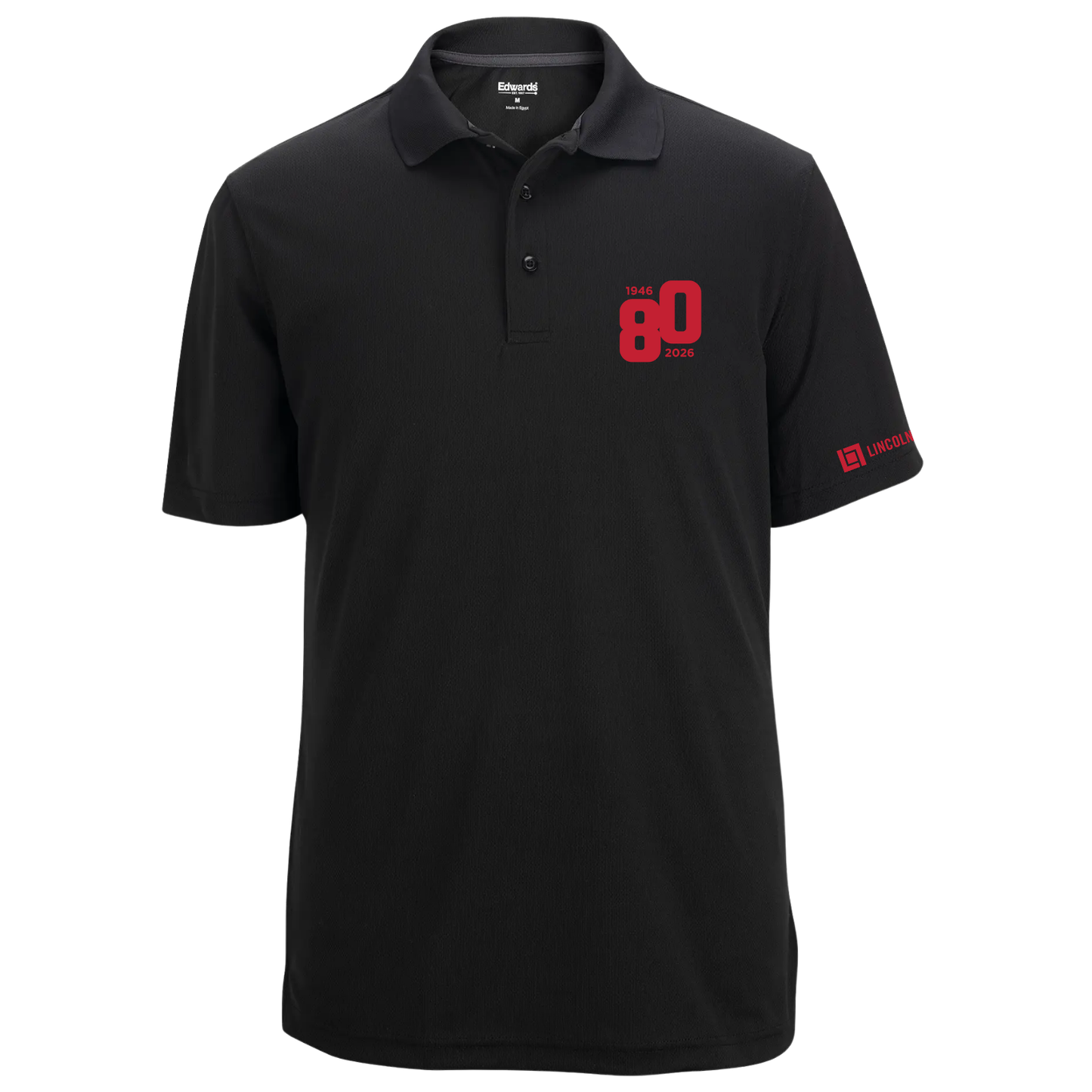LINCOLN TECH 80TH ANNIVERSARY Hi Performance Mesh Men's Polo - Black