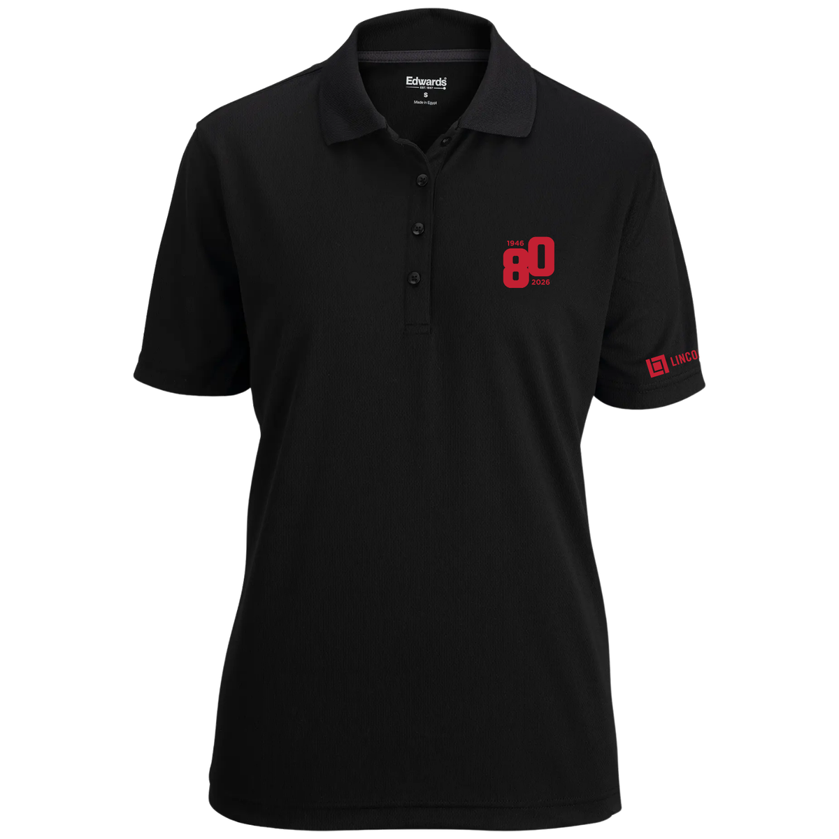 LINCOLN TECH CAMPUS 80TH ANNIVERSARY Hi Performance Mesh Ladies Polo - Black