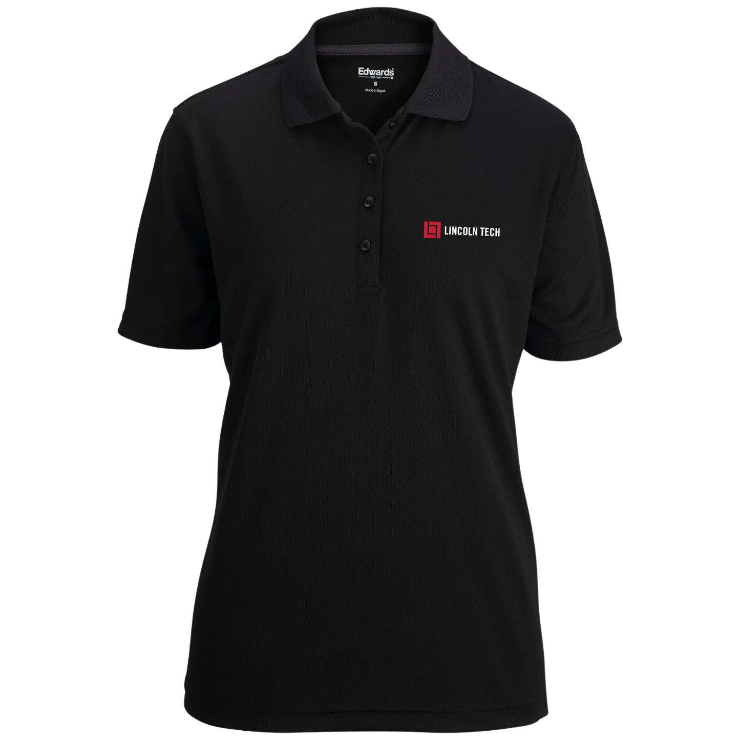 LINCOLN TECH Hi Performance Mesh Ladies Polo - Black