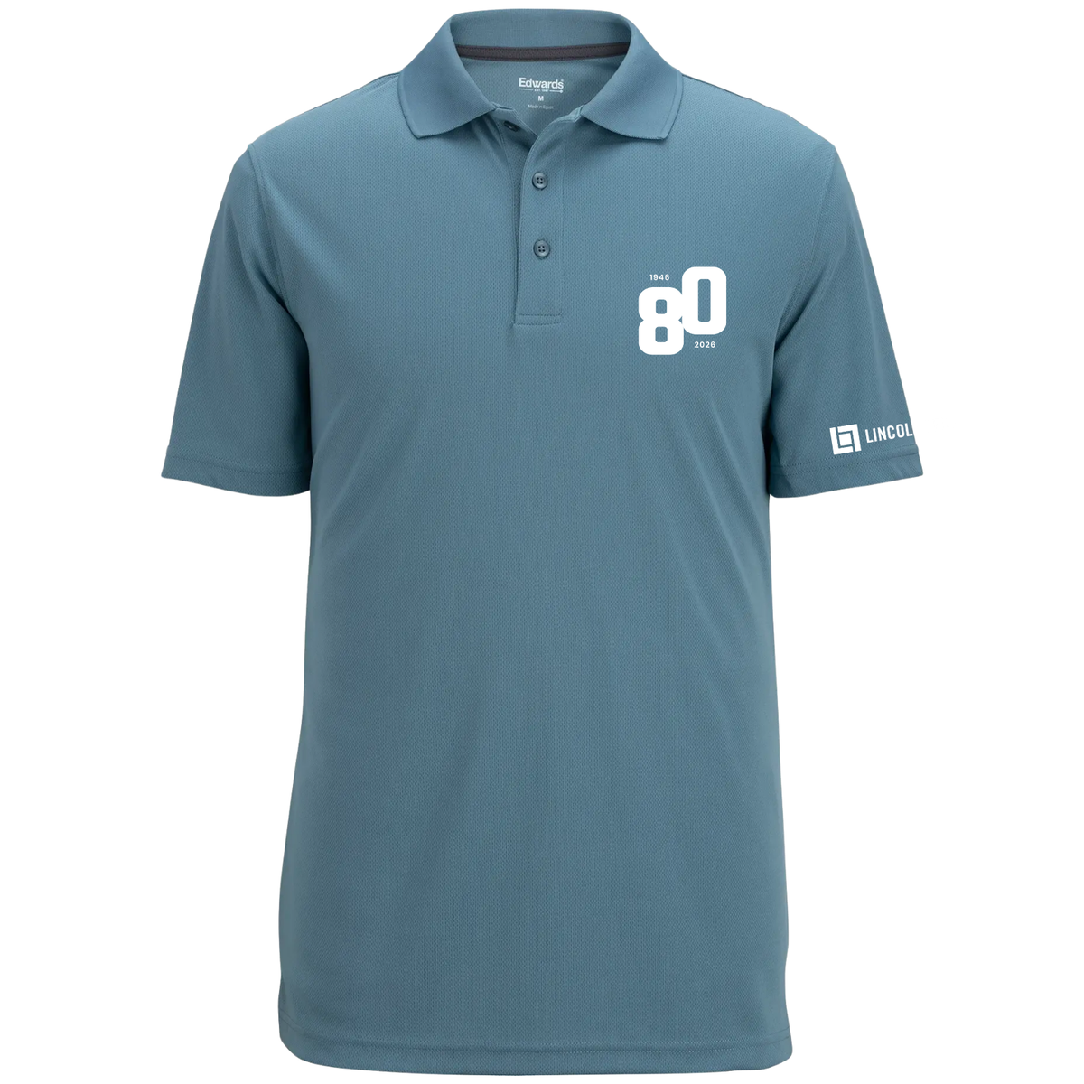 LINCOLN TECH 80TH ANNIVERSARY Hi Performance Mesh Men's Polo - Slate Blue