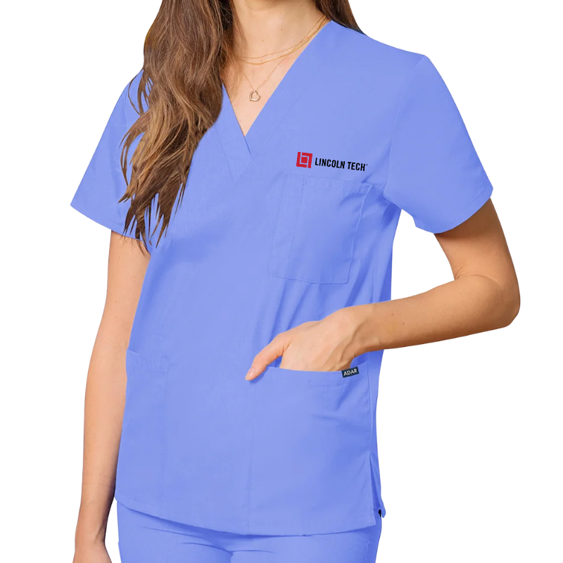 LINCOLN TECH Unisex 3-Pocket V-Neck Scrub Top