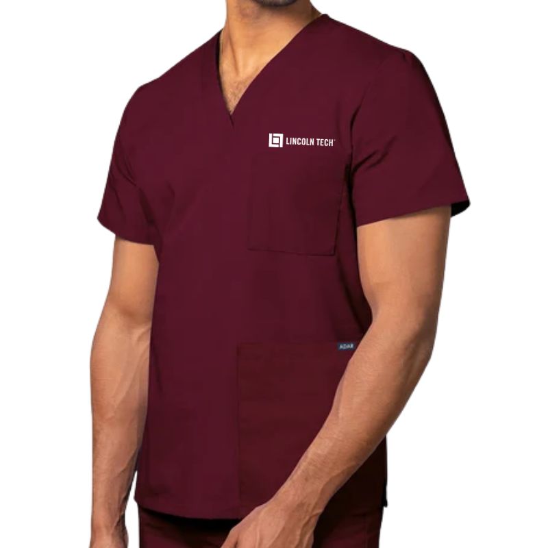 LINCOLN TECH Unisex 3-Pocket V-Neck Scrub Top
