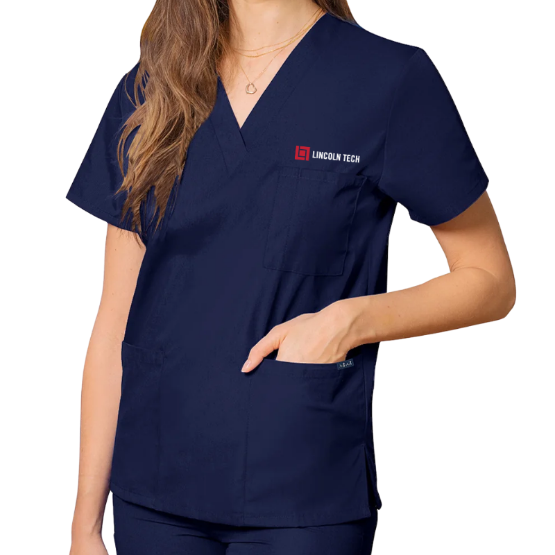 LINCOLN TECH Unisex 3-Pocket V-Neck Scrub Top