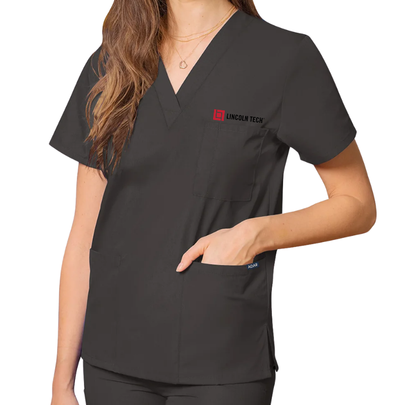 LINCOLN TECH Unisex 3-Pocket V-Neck Scrub Top