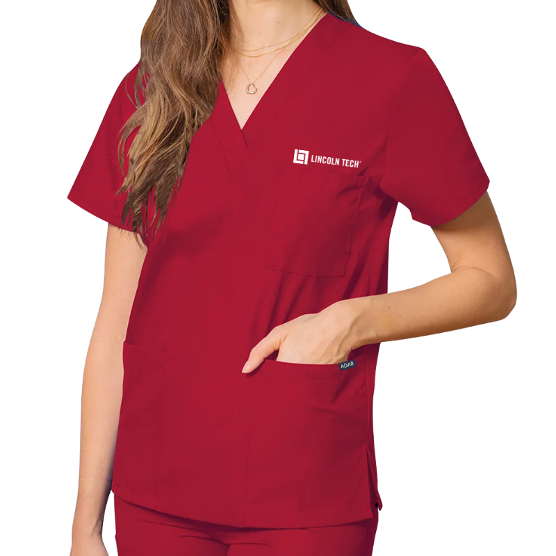 LINCOLN TECH Unisex 3-Pocket V-Neck Scrub Top