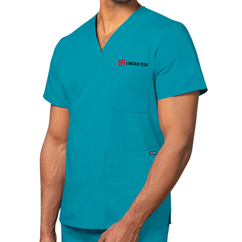 LINCOLN TECH Unisex 3-Pocket V-Neck Scrub Top