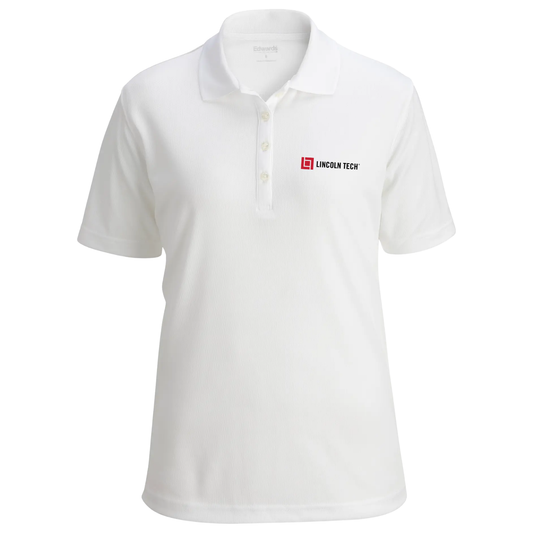 LINCOLN TECH Hi Performance Mesh Ladies Polo - White