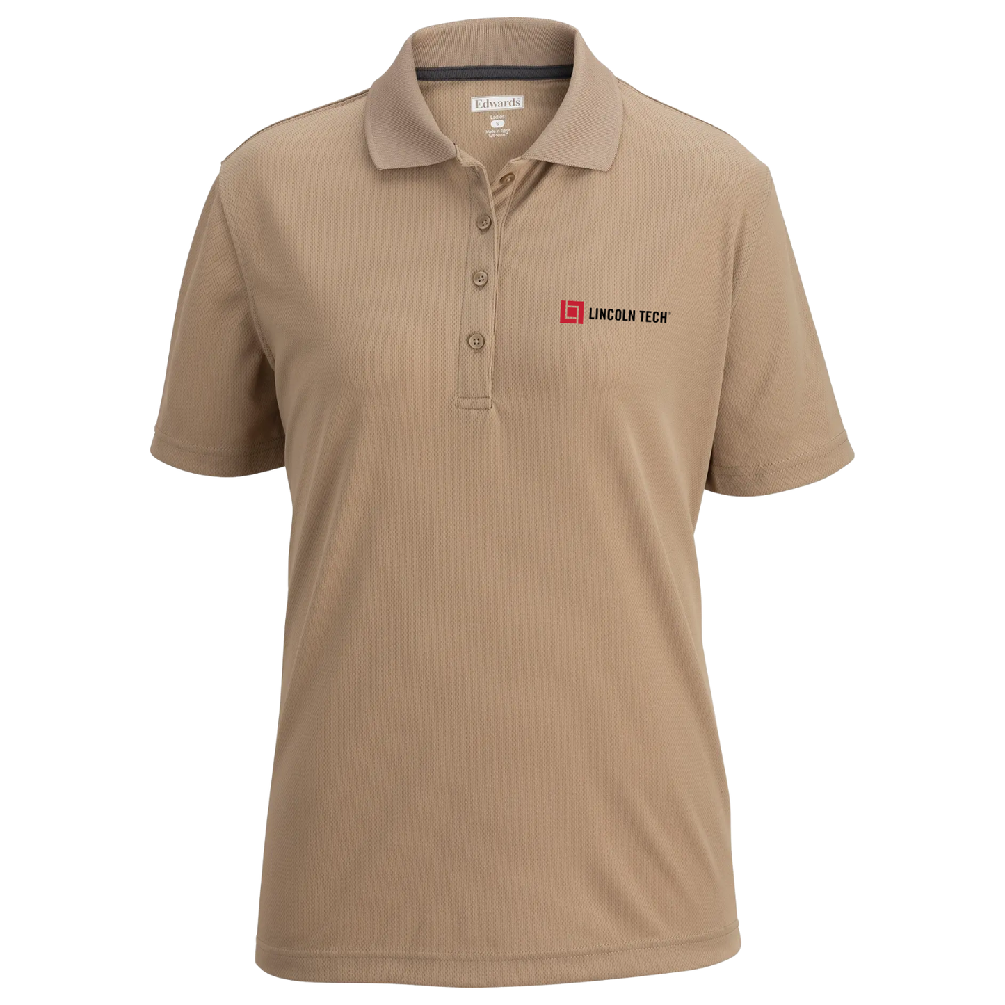 LINCOLN TECH Hi Performance Mesh Ladies Polo - Tan