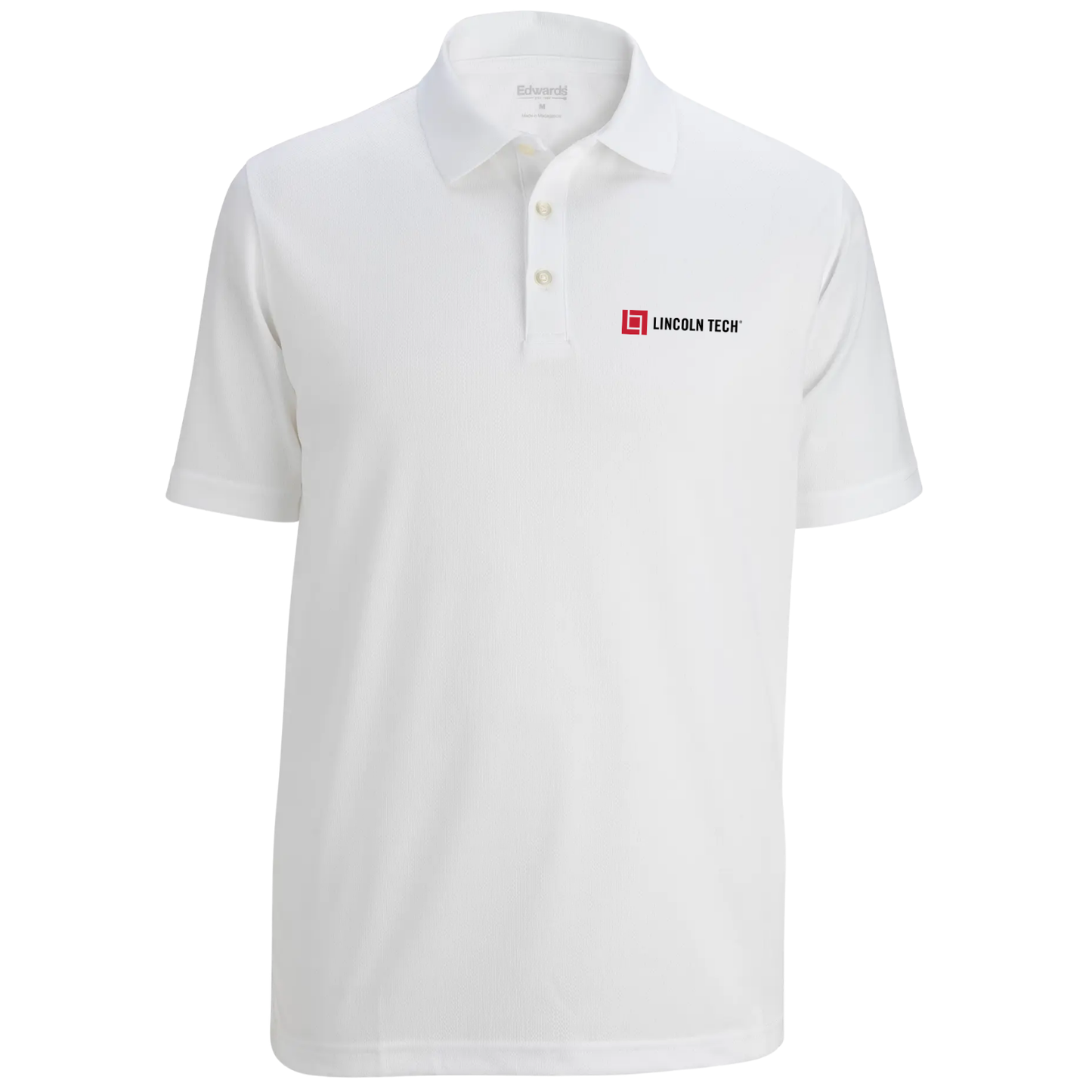 LINCOLN TECH Hi Performance Mesh Men's Polo - White