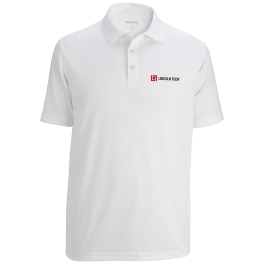 LINCOLN TECH Hi Performance Mesh Men's Polo - White