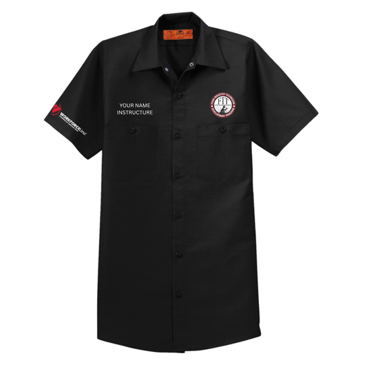 FIT WORKFORCE Red Kap® Short Sleeve Industrial Work Shirt with CUSTOM NAME - BLACK