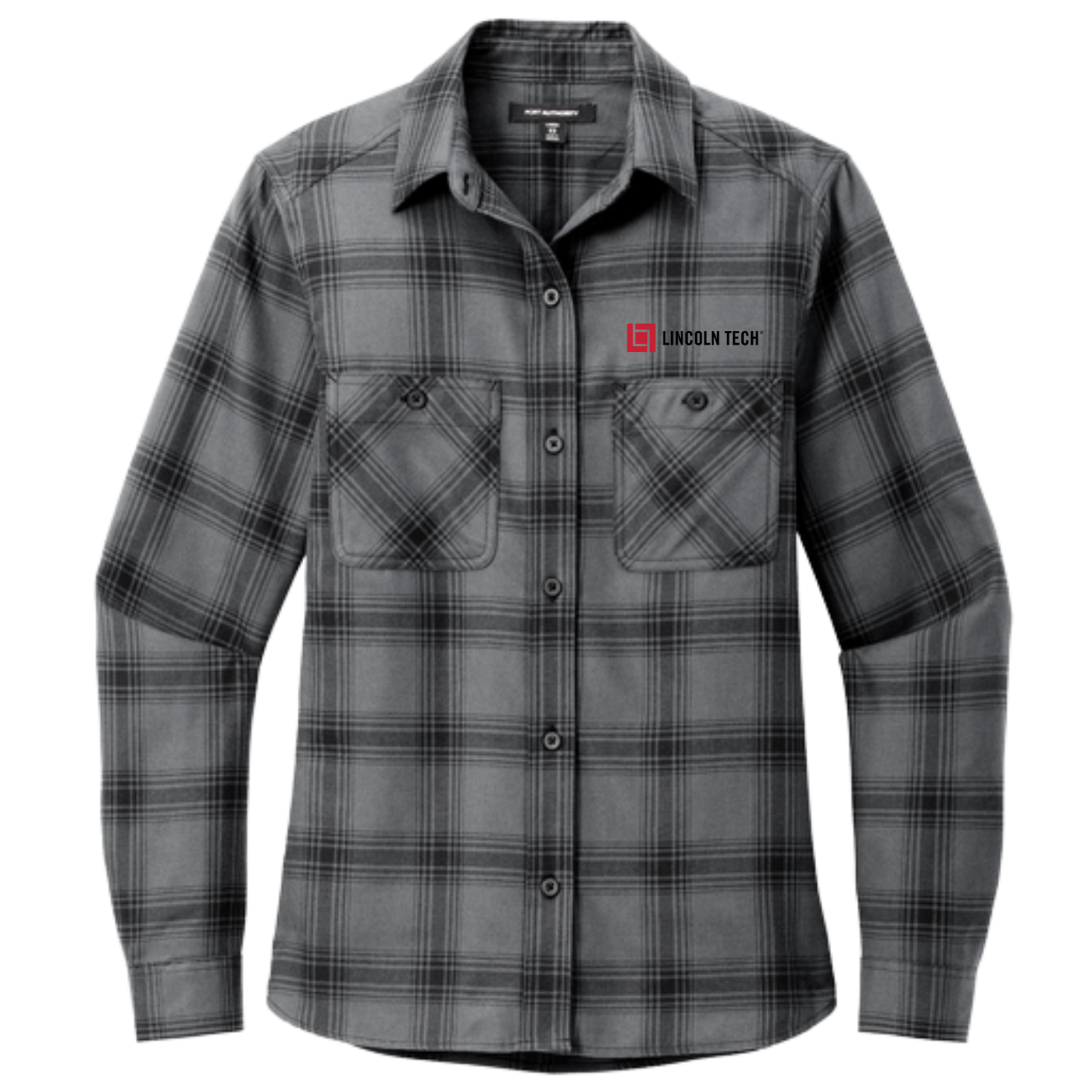 LINCOLN TECH Port Authority® Women's Plaid Flannel Shirt - Grey/Black Open Plaid