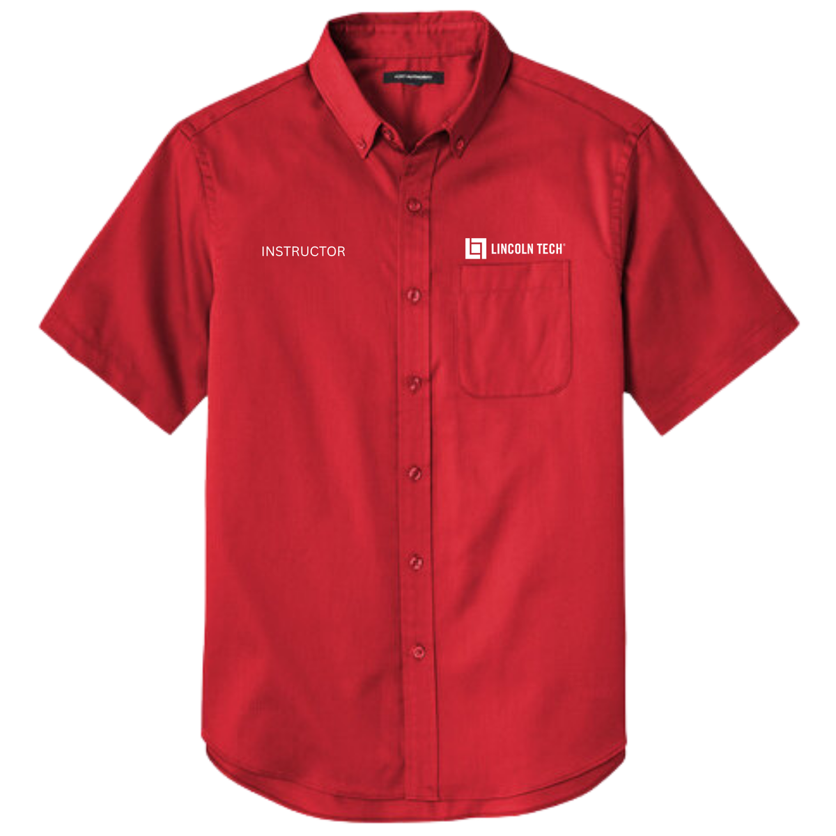 LINCOLN TECH MEN'S Short Sleeve SuperPro React™ Twill Shirt - Rich Red