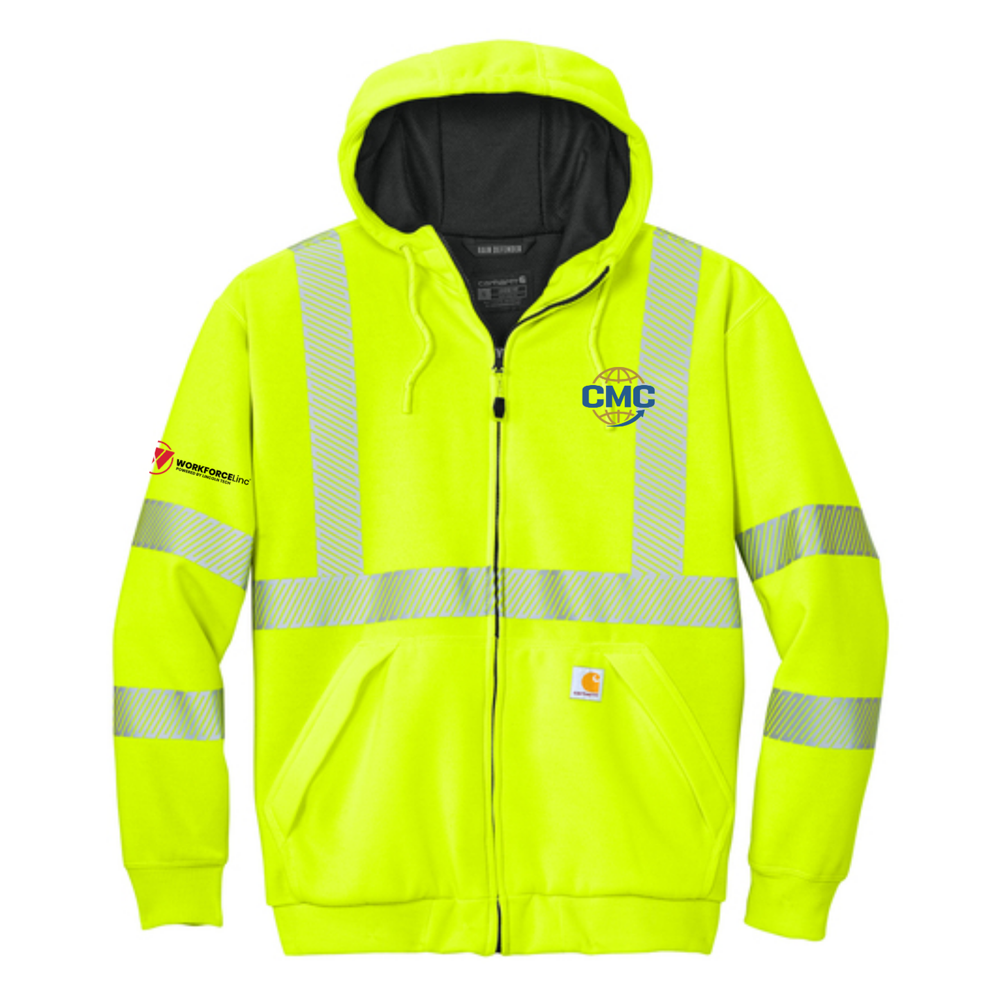 CMC WORKFORCE Carhartt® ANSI 107 Class 3 Lined Full-Zip Sweatshirt - Brite Lime