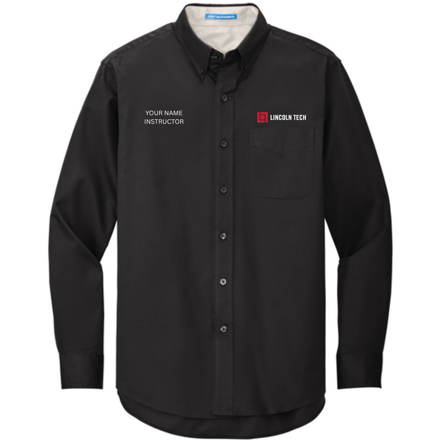 LINCOLN TECH INSTRUCTOR Port Authority® Tall Long Sleeve Easy Care Shirt with CUSTOM NAME - Black