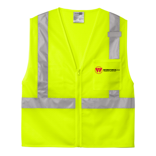WORKFORCE CornerStone® ANSI 107 Class 2 Mesh Zippered Vest - Safety Yellow