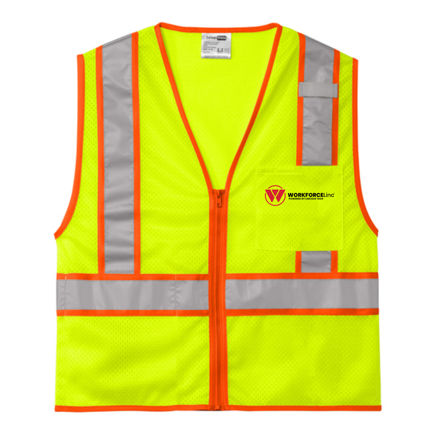 WORKFORCE CornerStone® ANSI 107 Class 2 Mesh Zippered Two-Tone Vest - Safety Yellow
