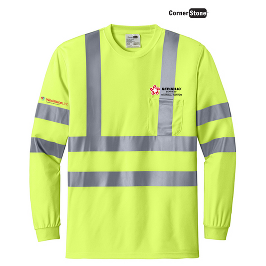 REPUBLIC SERVICES WORKFORCE CornerStone® ANSI 107 Class 3 Long Sleeve Snag-Resistant Reflective T-Shirt - Safety Yellow