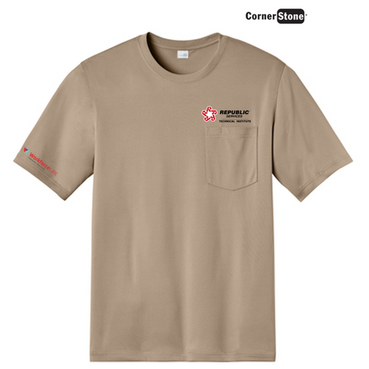 REPUBLIC SERVICES WORKFORCE CornerStone® Workwear Pro Short Sleeve Pocket Tee - Silver Tan