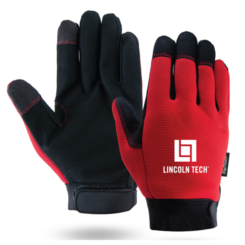 LINCOLN TECH Touchscreen Mechanics Gloves - Red