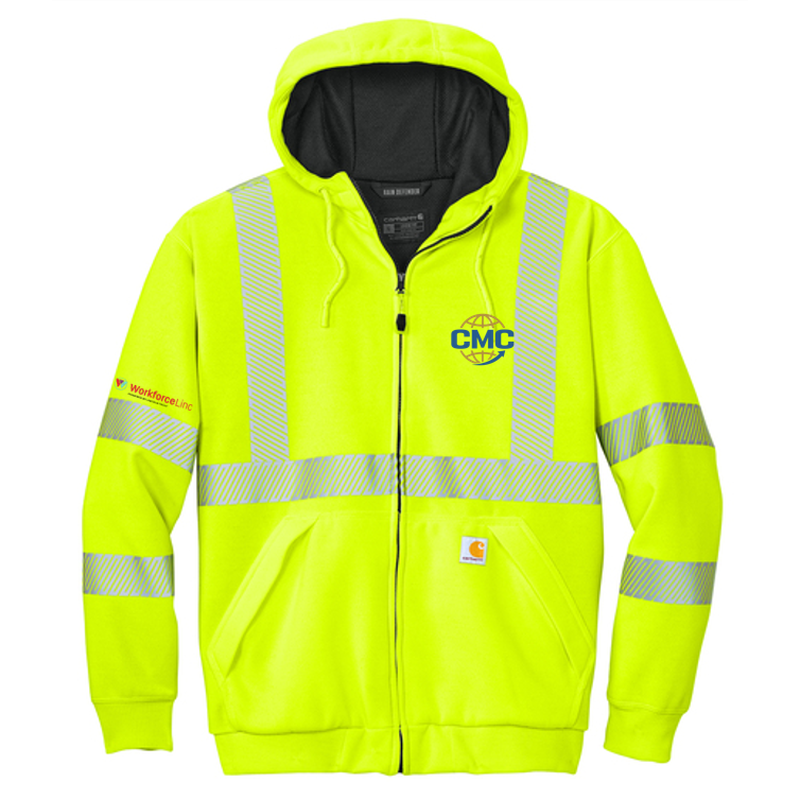 CMC WORKFORCE Carhartt® ANSI 107 Class 3 Lined Full-Zip Sweatshirt - Brite Lime