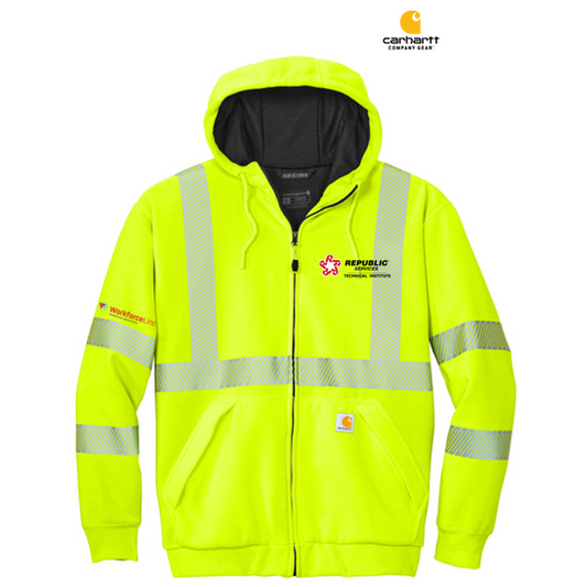 REPUBLIC SERVICES WORKFORCE Carhartt® ANSI 107 Class 3 Lined Full-Zip Sweatshirt - Brite Lime (Copy)