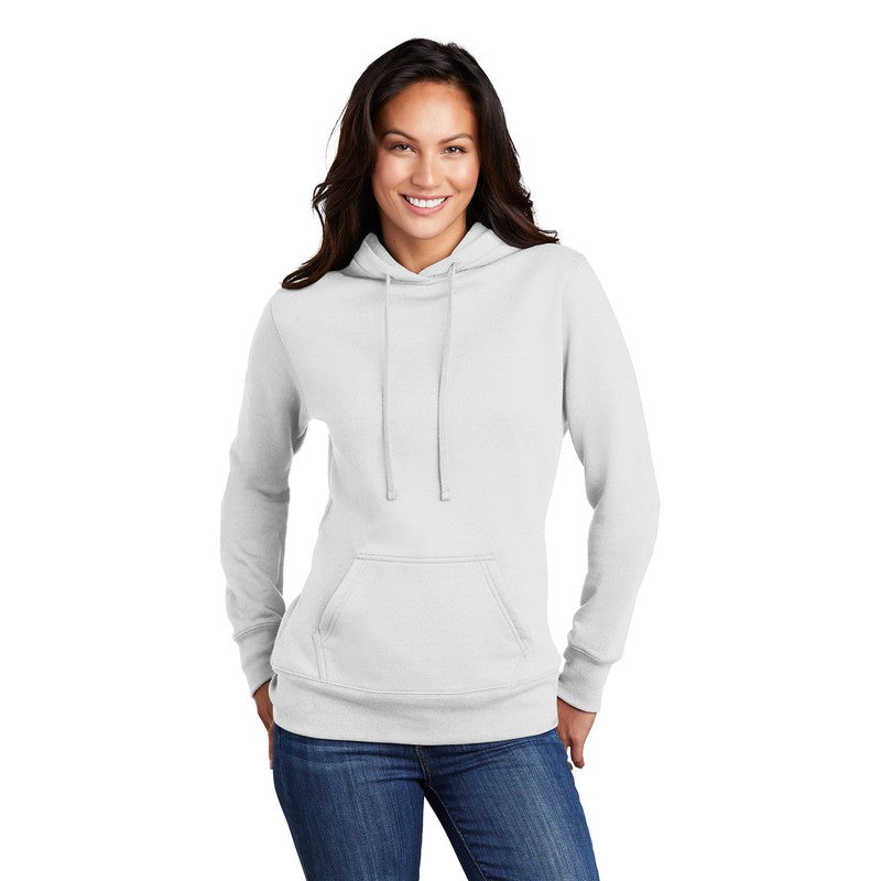 EUPHORIA  Ladies Core Fleece Pullover Hooded Sweatshirt - White