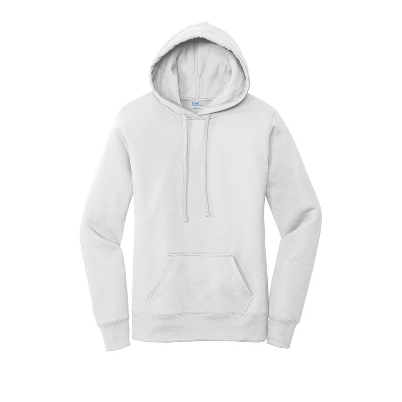 EUPHORIA  Ladies Core Fleece Pullover Hooded Sweatshirt - White