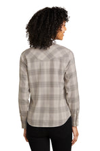 Load image into Gallery viewer, Ladies Long Sleeve Ombre Plaid Shirt - Frost Grey
