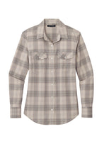 Load image into Gallery viewer, Ladies Long Sleeve Ombre Plaid Shirt - Frost Grey
