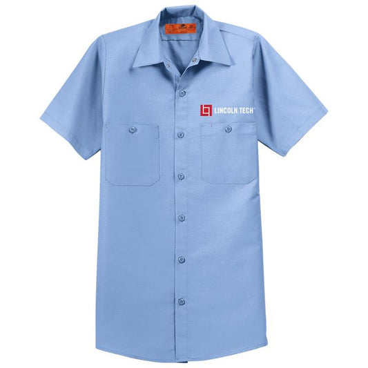 LINCOLN TECH Red Kap® Short Sleeve Industrial Work Shirt - Light Blue